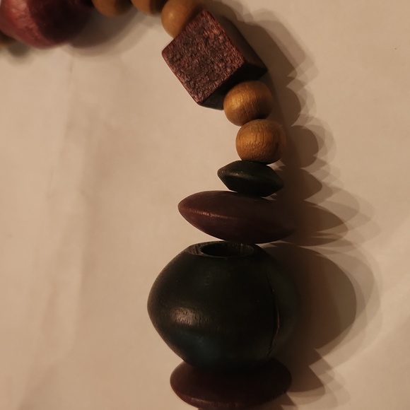 70s wood bead necklace with screw hook black and brown - Picture 3 of 4